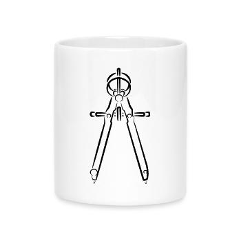 Zirkel Zeichnung - Tasse mit Herzhenkel - Weiß - Vorne