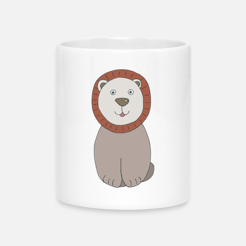 Tête de lion au visage amical - Mug avec anse en forme de cœur - blanc