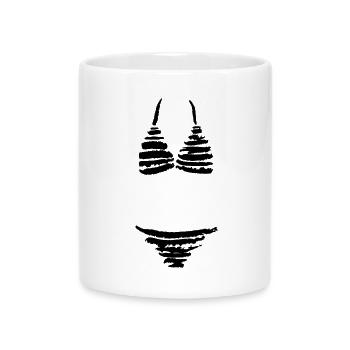 Gestreifter Bikini - Tasse mit Herzhenkel - Weiß - Vorne