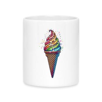 farbenfrohe Eiskreation in lebendigen Farben - Tasse mit Herzhenkel - Weiß - Vorne