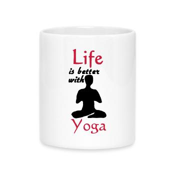 Yoga Life Leben Spruch Sport Fitness Geschenk - Tasse mit Herzhenkel - Weiß - Vorne