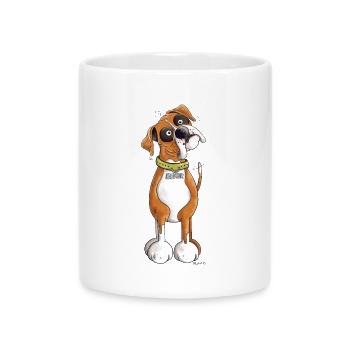 Lustiger Deutscher Boxer - Tasse mit Herzhenkel - Weiß - Vorne