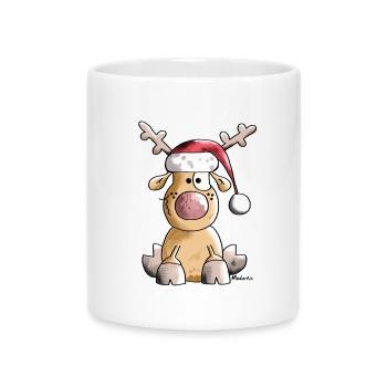 Renne Drôle de Noël - Mug avec anse en forme de cœur - blanc - Devant