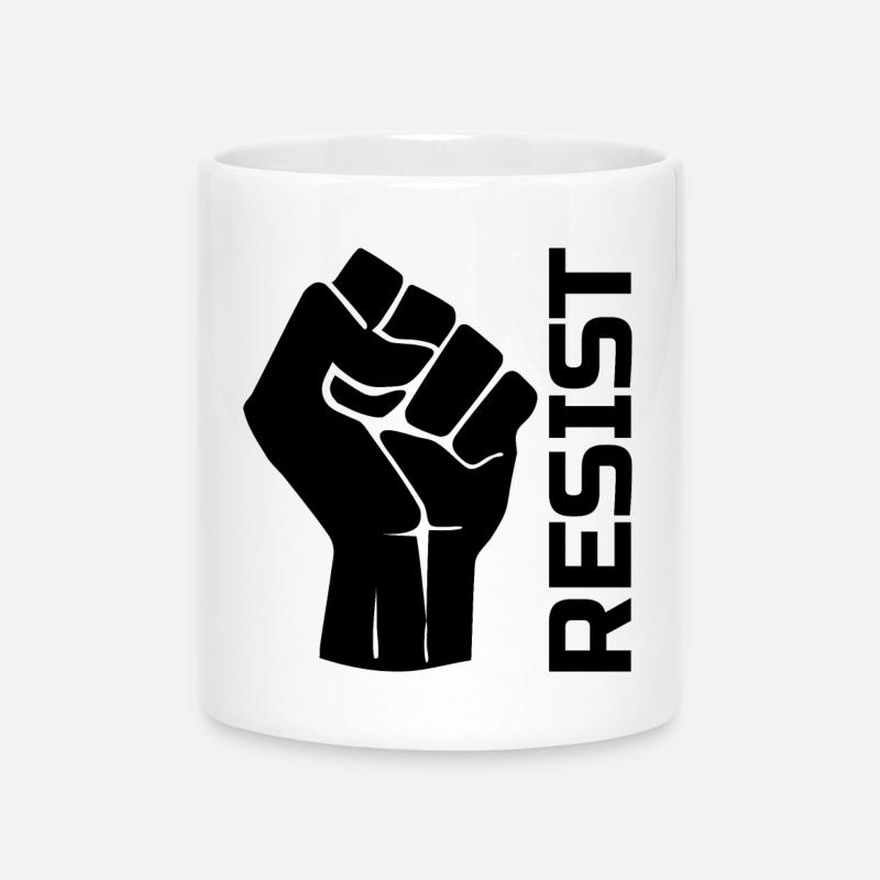 Resist with fist - in black - Mug avec anse en forme de cœur - blanc