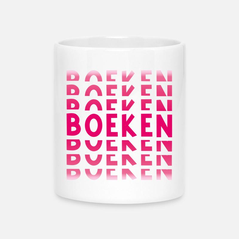 Books in pink gradient - Mug with Heart-Shaped Handle - white