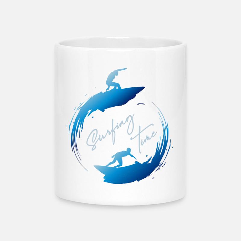 Surfen, Surfzeit - Tasse mit Herzhenkel - Weiß