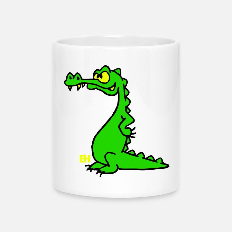 Smiling Crocodile, Three Color Design - Mug with Heart-Shaped Handle - white