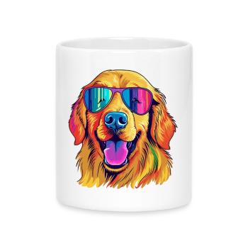 Vibrant Sunglass Pup - Mug with Heart-Shaped Handle - white - Front