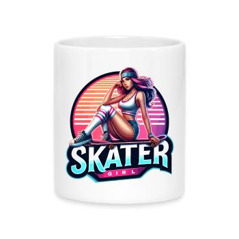 Retro Skate Mädchen Illustration - Tasse mit Herzhenkel - Weiß - Vorne