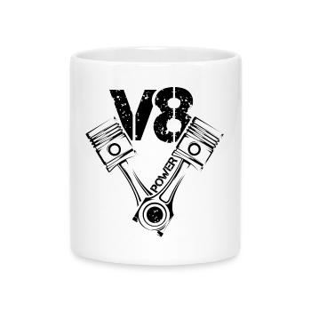 V8 Puissance Piston Muscle Cars Illustration Moteur - Mug avec anse en forme de cœur - blanc - Devant