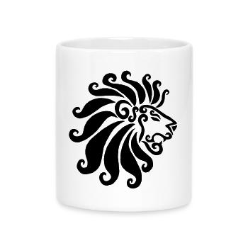 Schwarzer Löwe - Tasse mit Herzhenkel - Weiß - Vorne