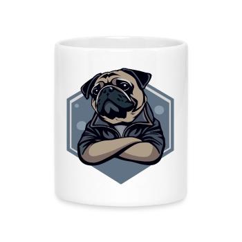 Mops Hund - Tasse mit Herzhenkel - Weiß - Vorne