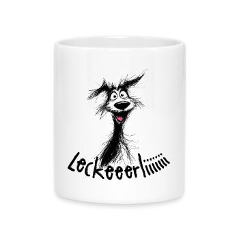 Funny Dog Sketch – Treat - Mug with Heart-Shaped Handle - white - Front