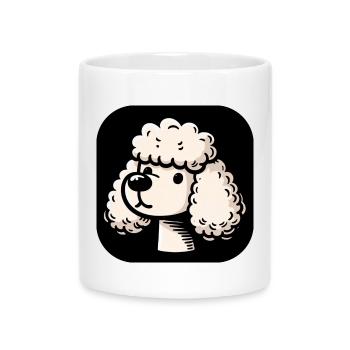 Süßer weißer Pudel im Comic Stil - Tasse mit Herzhenkel - Weiß - Vorne