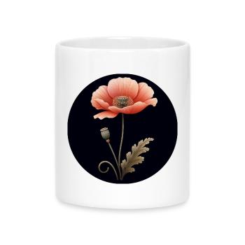 Mohnblume Mohn Blume rot orange - Tasse mit Herzhenkel - Weiß - Vorne