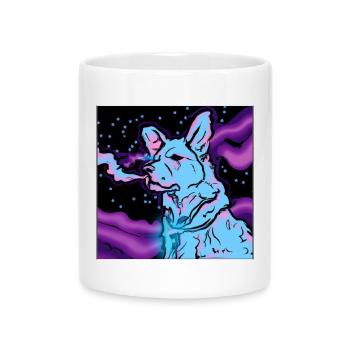 Vaping dog in space. - Mug with Heart-Shaped Handle - white - Front