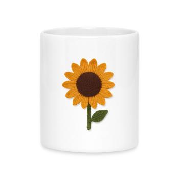 Felt Sunflower Texture Art - Mug with Heart-Shaped Handle - white - Front