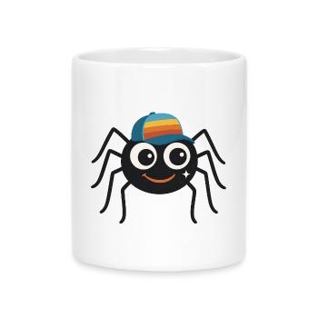 Araignée cool avec casquette rétro – mignonne et effrontée - Mug avec anse en forme de cœur - blanc - Devant