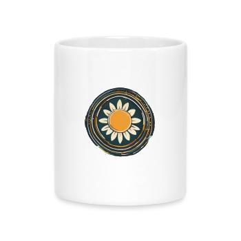 Minimalistisches Sonnenblumen Mandala | Natur & Po - Tasse mit Herzhenkel - Weiß - Vorne