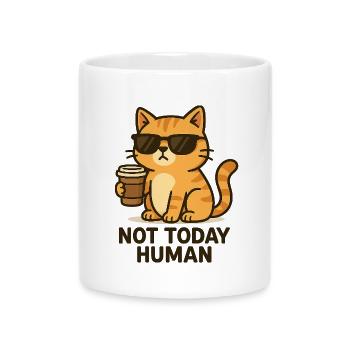 Not today, Human – Coffee Cat Design - Mug with Heart-Shaped Handle - white - Front