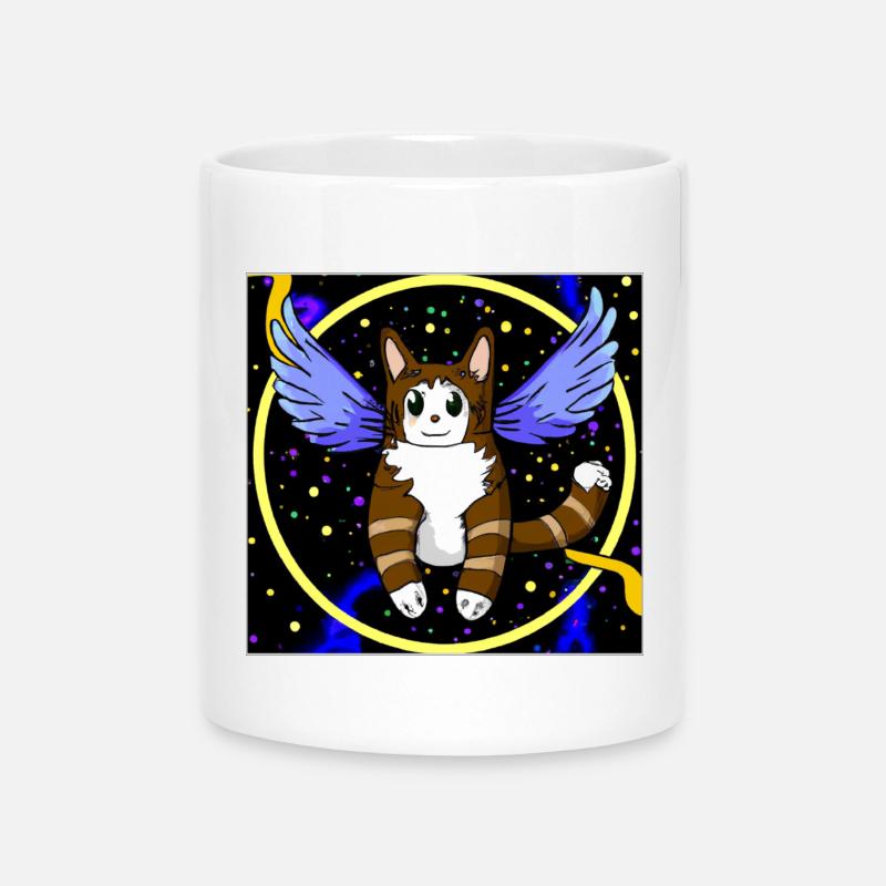 Chat ange dans l’espace. - Mug avec anse en forme de cœur - blanc
