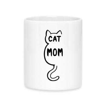 Cat Mom - Katzen Mama - Cartoon - Tasse mit Herzhenkel - Weiß - Vorne