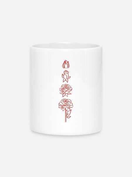 Blüte einer roten Blume - Tasse mit Herzhenkel - Weiß
