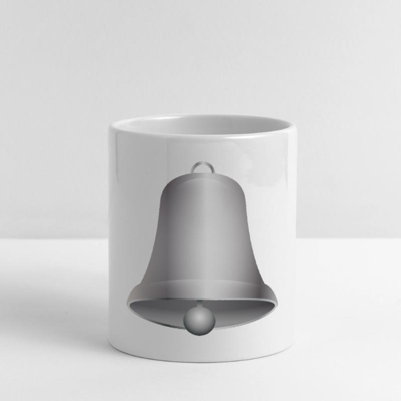 große silberfarbene Kirchen Glocke oder Glöckchen Tasse mit Herzhenkel