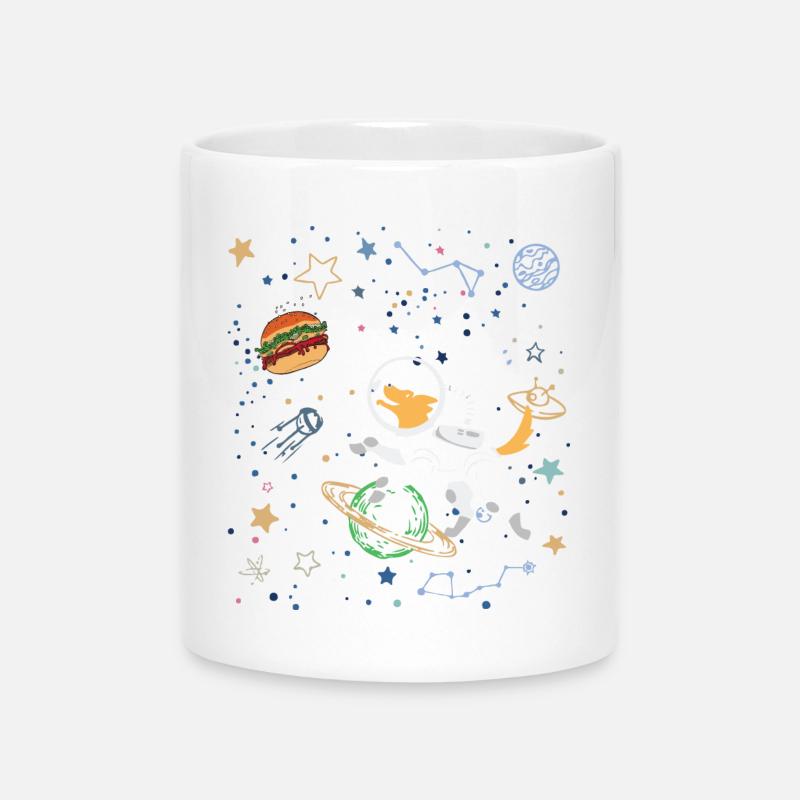 Space Explorer with Astronaut Fox - Mug with Heart-Shaped Handle - white