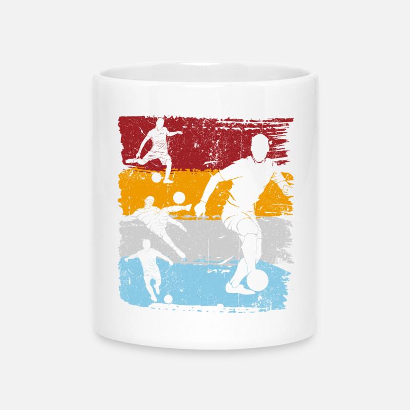 Color Block Soccer Silhouettes - Mug with Heart-Shaped Handle - white