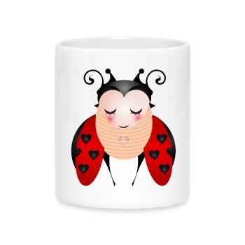 Le symbole de la coccinelle pour le printemps et le bonheur - Mug avec anse en forme de cœur - blanc - Devant
