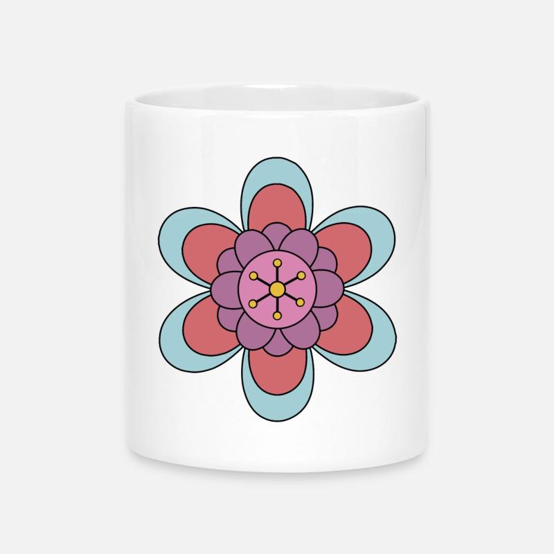 Söt Funky Hippie Boho Flower - Mugg med hjärthandtag - vit