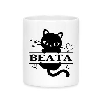 Beata T-Shirt T-Shirt Katze Geschenk T-Shirt Katze Katze - Tasse mit Herzhenkel - Weiß - Vorne