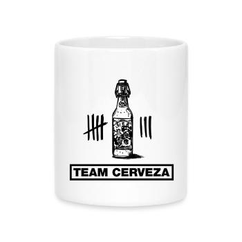 Bier, Beer, Cerveza (JGA-Team-Design) - Tasse mit Herzhenkel - Weiß - Vorne