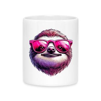Sloth with Sunglasses - Mug with Heart-Shaped Handle - white - Front