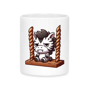 Mürrisches Zebra Schaukeln Genervt Lustiges Design - Tasse mit Herzhenkel - Weiß - Vorne