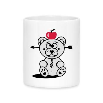 Bear with apple on his head and arrow through his - Mug with Heart-Shaped Handle - white - Front