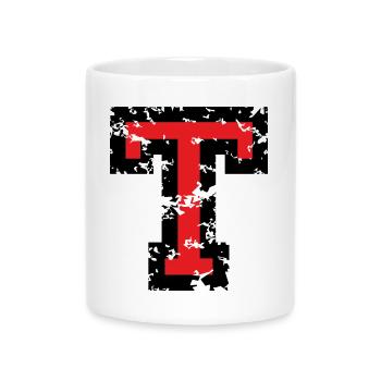 T (Vintage Rot) Buchstabe T - Tasse mit Herzhenkel - Weiß - Vorne
