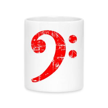Bass Clef Vintage Musical Symbols Design (Rouge) - Mug avec anse en forme de cœur - blanc - Devant