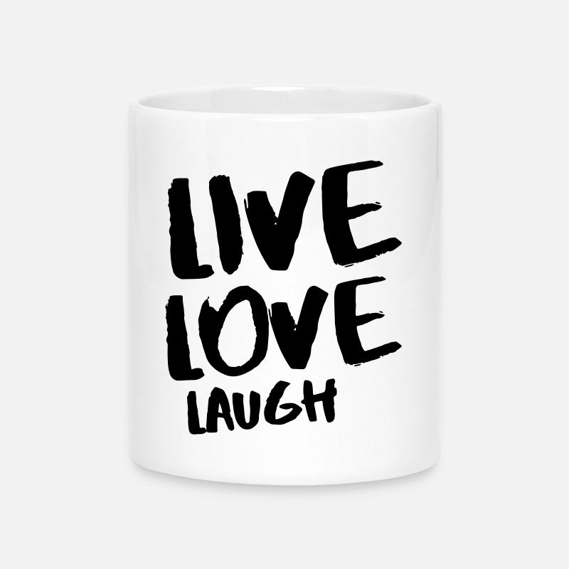 Live Love Laugh | Bold Hand-Drawn Quote - Mug with Heart-Shaped Handle - white