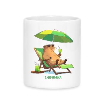 Caipibara Summer Capybara Motif - Mug with Heart-Shaped Handle - white - Front