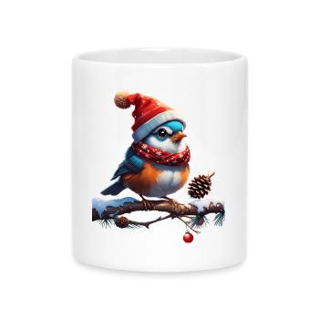 Oiseau de Noël doux, petit et sympathique - Mug avec anse en forme de cœur - blanc - Devant