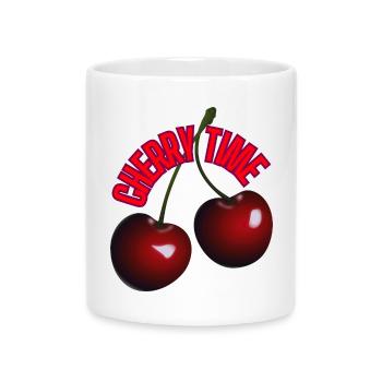 4 🍒 cerises chaudes et lettrage amusant - Mug avec anse en forme de cœur - blanc - Devant