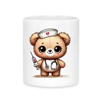 Bezauberndes Kuscheltier als Krankenschwester - Tasse mit Herzhenkel - Weiß - Vorne