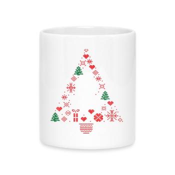 Christmas Tree, Family - Mug with Heart-Shaped Handle - white - Front