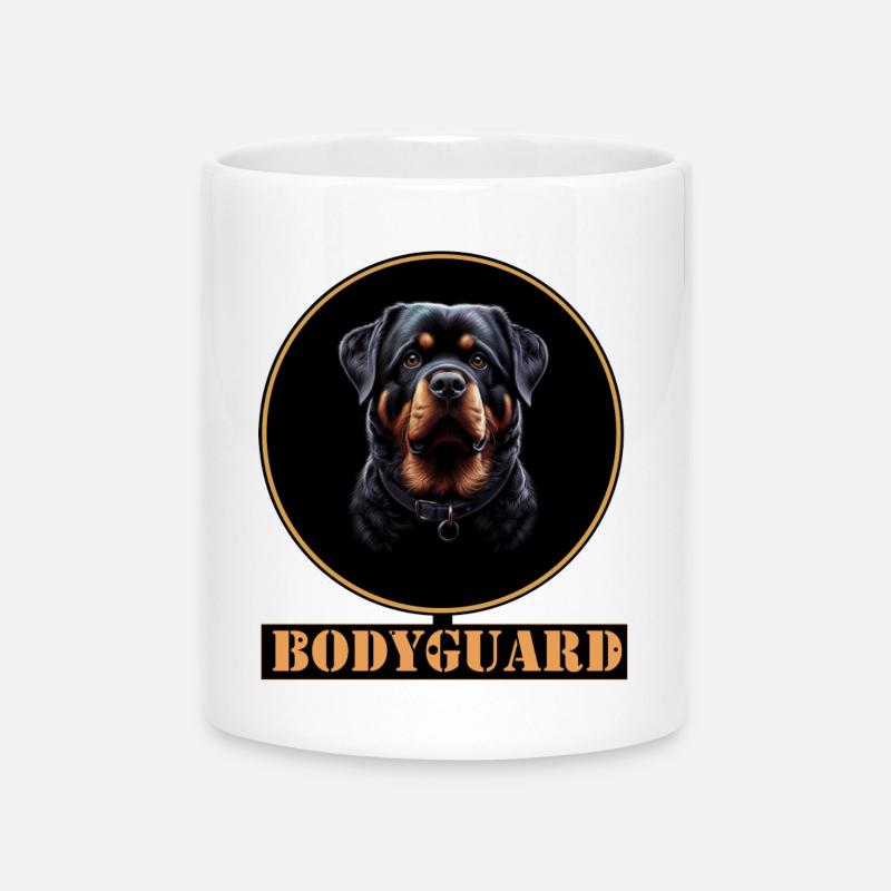 Bodyguard Rottweiler Ring Design - Mug with Heart-Shaped Handle - white