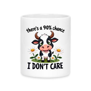 Funny Cow Quote– There’s a 90% Chance I Don’t Care - Mug with Heart-Shaped Handle - white - Front