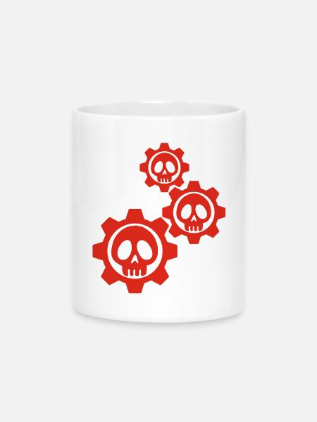 Engrenages et crânes rouges - Mug avec anse en forme de cœur - blanc