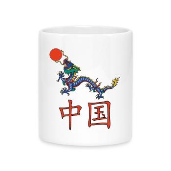Blauer Drache von China - Tasse mit Herzhenkel - Weiß - Vorne