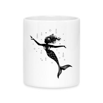 Meerjungfrau Silhouette mit Wasserblasen - Tasse mit Herzhenkel - Weiß - Vorne
